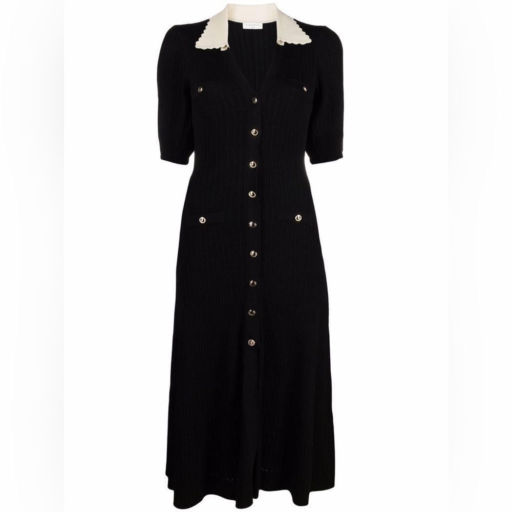Sandro dress white collar knitted